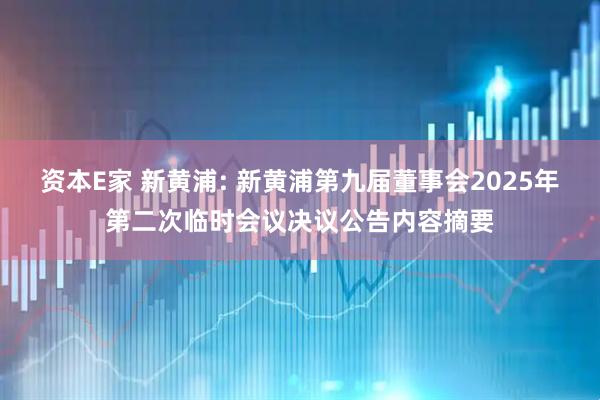 资本E家 新黄浦: 新黄浦第九届董事会2025年第二次临时会议决议公告内容摘要