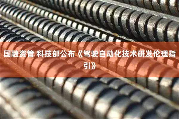 国融资管 科技部公布《驾驶自动化技术研发伦理指引》